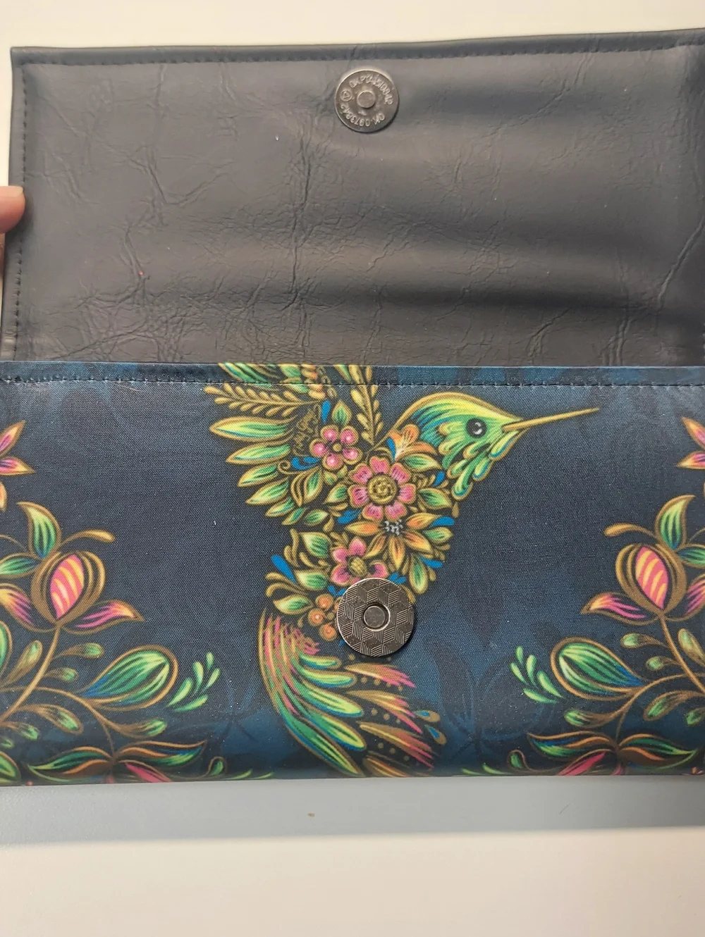 Ay Guey Humming Bird 8" Tri-fold Accordion Wallet Gold Foil Floral Mexican - Picture 5 of 12